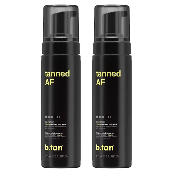 2 Pack - b.tan Tanned AF Darkest Brown Self Tan Mousse 6.7oz b.tan